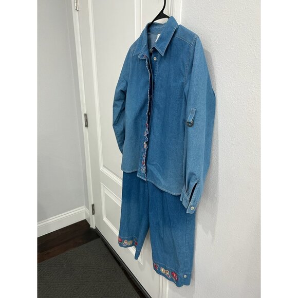 Vintage Napa Valley Denim Jacket Pants Set Blue Size Small Embroidered Retro - Picture 3 of 16